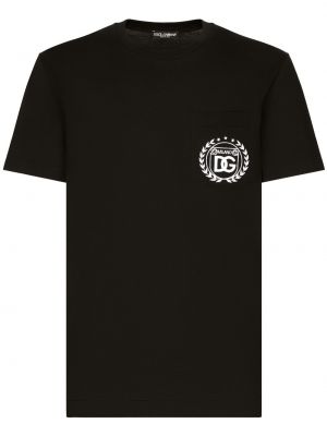 Памучна тениска бродирана Dolce & Gabbana черно