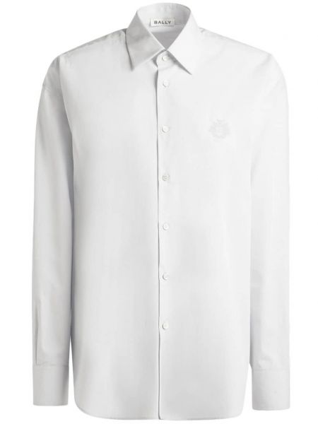 Памучна риза бродирана Bally бяло