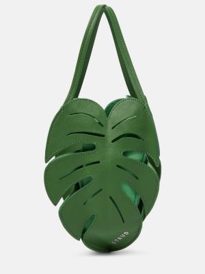 Δερμάτινη τσάντα shopper Staud πράσινο
