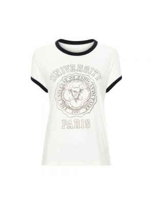 Koszulka bawełniana z cyrkoniami Zadig & Voltaire biała