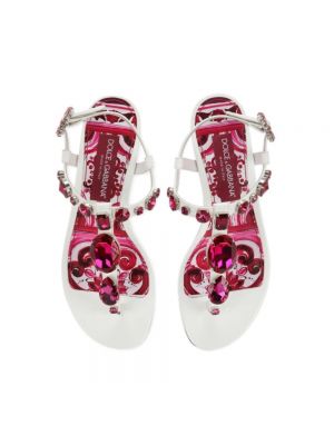 Haftowane sandały trekkingowe skórzane Dolce And Gabbana