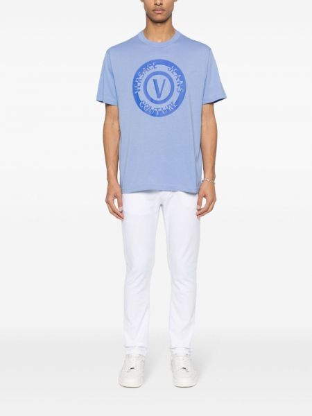 Bavlněné tričko s potiskem Versace Jeans Couture modré