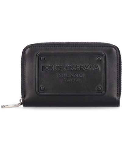 Iš natūralios odos piniginė su užtrauktuku Dolce & Gabbana juoda