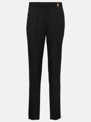Vlněné rovné kalhoty Versace černé