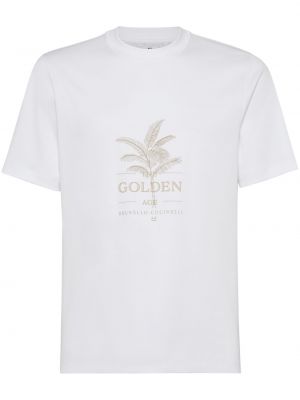 Bavlněné tričko s potiskem Brunello Cucinelli bílé