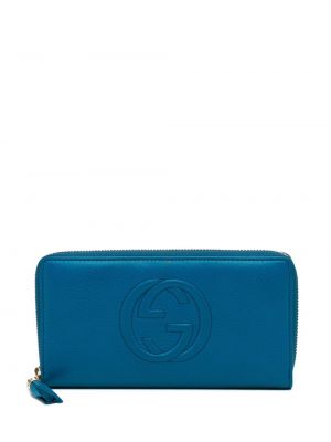 Kožená peňaženka Gucci Pre-owned modrá