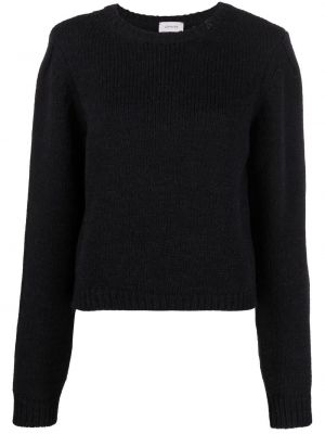 Długi sweter wełniane z długim rękawem z okrągłym dekoltem Lemaire - сzarny