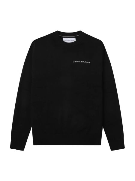 Sweter z dżerseju Calvin Klein Jeans czarny