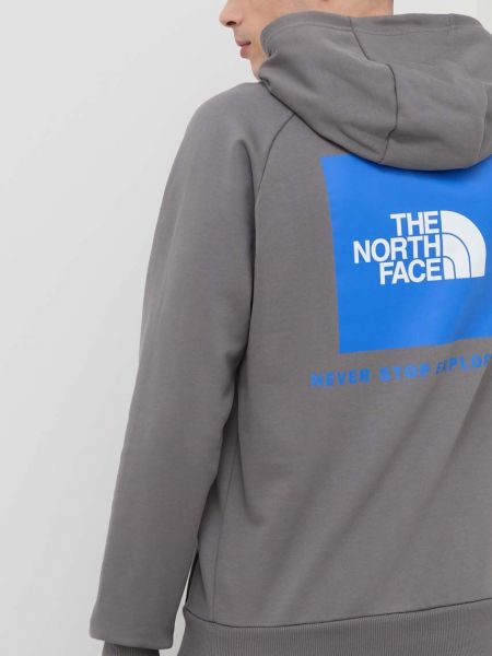 Pamučna hoodie s kapuljačom The North Face siva