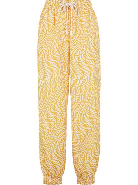 Pantalones de chándal con cordones Fendi amarillo