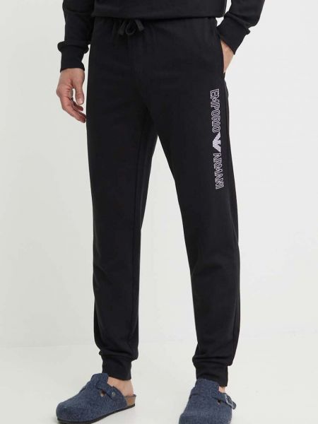 Spodnie sportowe z nadrukiem Emporio Armani Underwear czarne