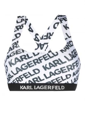 Reggiseno sportivo con stampa Karl Lagerfeld bianco