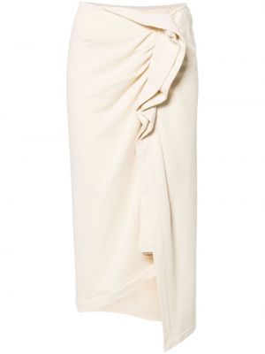Βαμβακερή φούστα ντραπέ Dries Van Noten λευκό