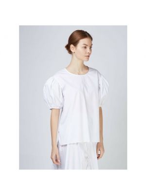 Белая однотонная блузка с коротким рукавом Jijil