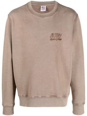 Bomull brodert sweatshirt Autry brun