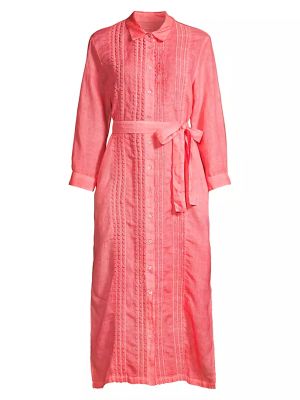 Льняное платье миди 120% Lino розовое