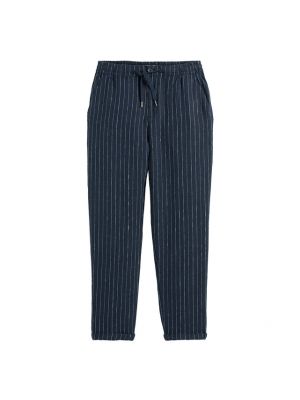 Pantalones de chándal de lino a rayas La Redoute Collections azul