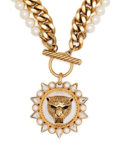 Ogrlica s tigrastim vzorcem Roberto Cavalli zlata