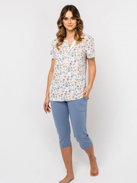 Piżama z nadrukiem z krótkim rękawem Italian Fashion niebieska