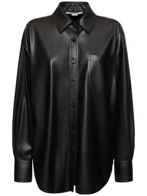 Oversized δερμάτινο πουκάμισο από δερματίνη Stella Mccartney μαύρο