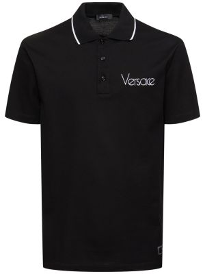 Pamučna polo majica Versace crna