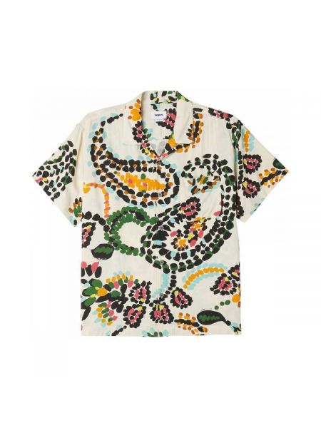 Pletená puntíkatá košile s paisley potiskem Obey bílá