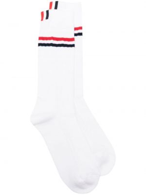 Pruhované bavlnené ponožky Thom Browne biela