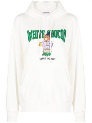 Pamučna hoodie s kapuljačom s printom Chocoolate bijela