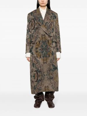 Kabát s výšivkou Uma Wang hnědý