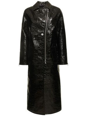 Kožený kabát z ekologickej kože Stand Studio čierna