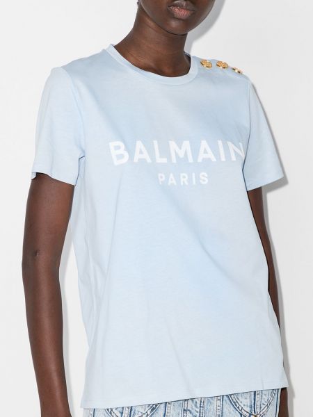 Camiseta con botones Balmain azul