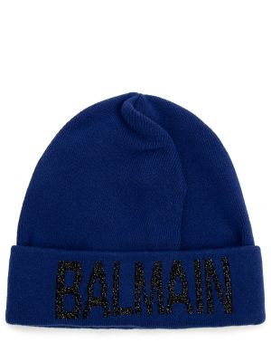Шерстяная шапка Balmain синяя
