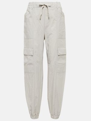 Памучни карго панталони Moncler сиво