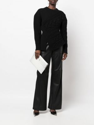 Asymetrický pletený vlněný svetr Alexander Mcqueen černý