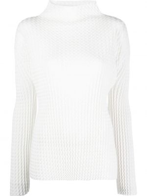 Długi sweter bawełniane z długim rękawem Issey Miyake - biały