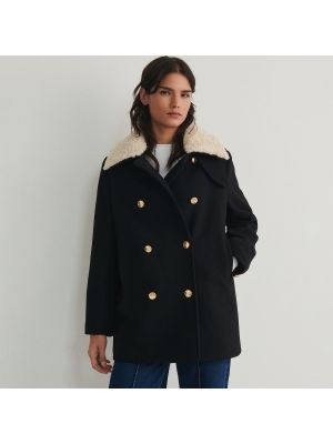 Vlnený krátký kabát Reserved čierna