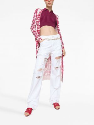 Straight fit džíny s oděrkami Dolce & Gabbana bílé