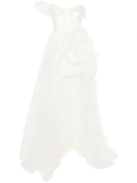 Robe longue à volants asymétrique Ana Radu blanc