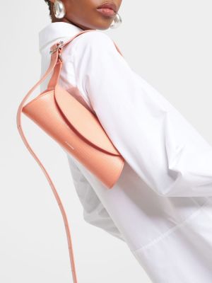 Bolsa de hombro de cuero Jil Sander rosa