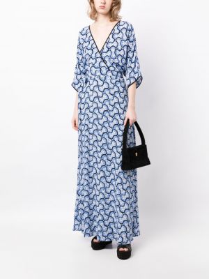 Dlouhé šaty s výstřihem do v Dvf Diane Von Furstenberg modré