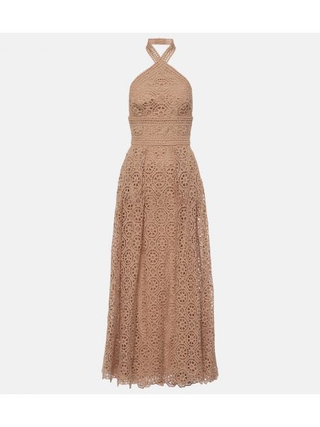 Bomull midiklänning Elie Saab beige