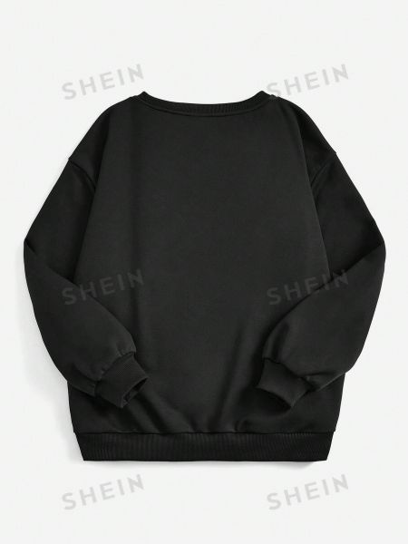 Пуловер с заниженными плечами в горошек и буквами «Вилли Вонка и шоколадная фабрика» X SHEIN черный