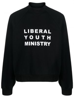Bavlnený sveter s potlačou Liberal Youth Ministry čierna