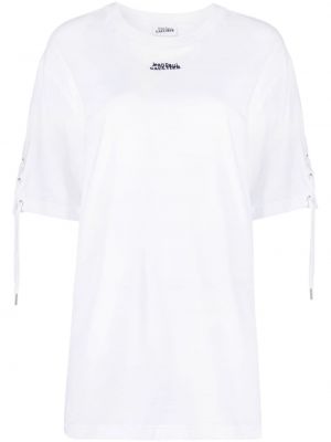 Čipkované šnurovacie tričko s výšivkou Jean Paul Gaultier biela