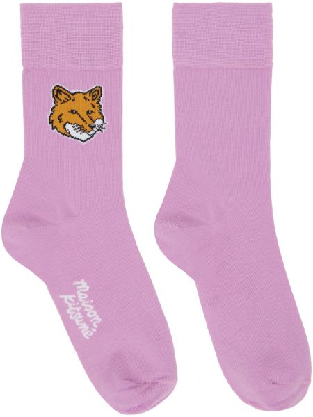 Фиолетовые носки с головой лисы Maison Kitsune