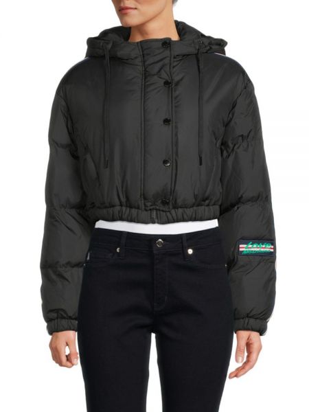Укороченная куртка-пуховик в полоску Love Moschino черный