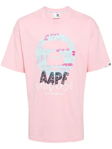 Koszulka bawełniana z nadrukiem Aape By A Bathing Ape różowa