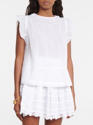 Памучна блуза с волани Poupette St Barth бяло