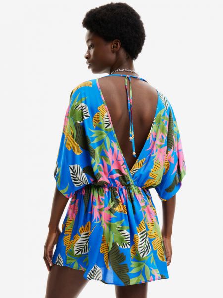 Kleid mit tropischem muster Desigual blau