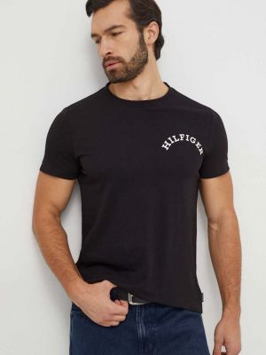Тениска с дълъг ръкав с принт Tommy Hilfiger черно